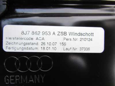 Audi TT Mk2 8J OEM Convertible Wind Deflector Blocker Windscreen 8J7862953A Convertible 2008 2009 2010 2011 2012 2013 2014 20157